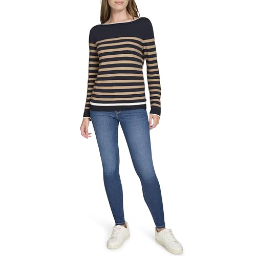 Image of Nautica Women's Mariner Stripe Pullover Boatneck Long Sleeve