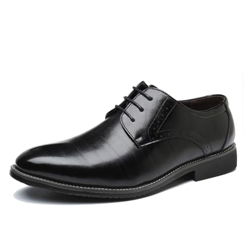Men's Oxford Shoes Comfortable Fashion Pointed Toe Dress Oxfords Shoes Classic Men's Oxford Dress Shoes (Black,9)
