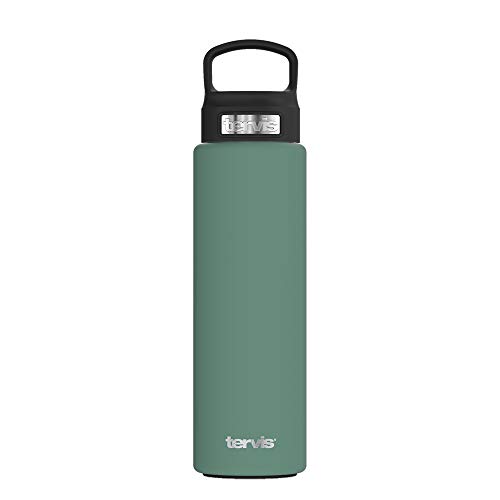 Tervis Powder Coated Stainless Steel Triple Walled Insulated Tumbler Travel Cup Keeps Drinks Cold, 24oz with High Performance Lid, Aloe Green