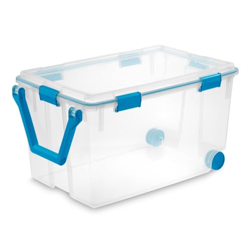 Sterilite 120 Qt Wheeled Gasket Box, Stackable Storage Bin with Latching Lid, Handle and Tight Seal...