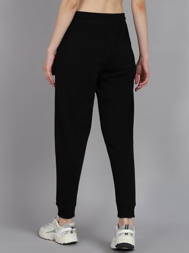 Image of Vogaan Women's Cotton Blend Regular Fit Track Pants | Drawstring Waist Solid Joggers | Super Combed Casual Joggers for Running & Gym