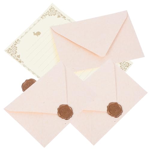 CONGARTENO レトロ風模様封筒 便箋付き 手紙用紙 かわいいウサギ柄 しっかり厚手 細部丁寧仕上げ パーティー用品にも