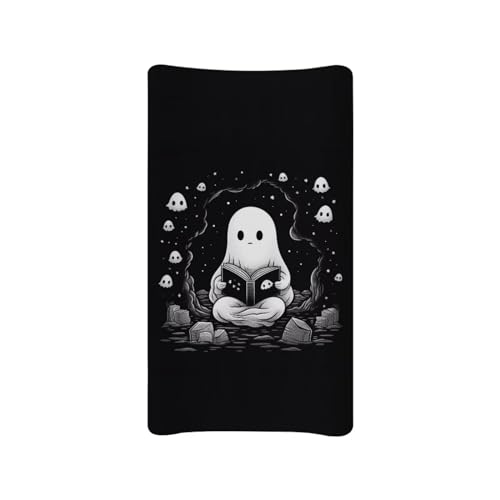 Guosanchn Gothic Spooky Changing Pad Cover,Baby Changing Pad Covers Boy or Girl Changing Pad Cover Halloween Ghost Changing Table Cover 32”X16” Diaper Changing Pad Cover Sheets