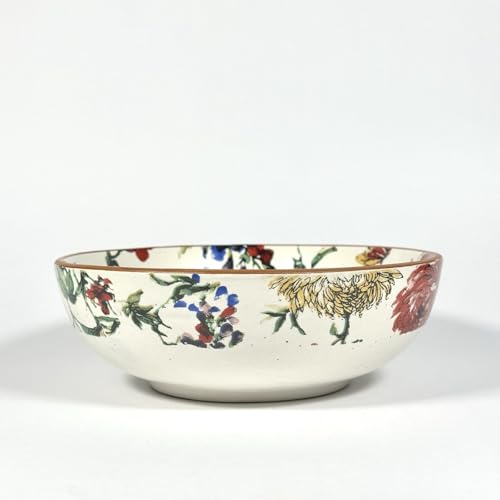 Image of SNS Guldaudi Canvas Ceramic Serving Bowl | Premium Salad Soup, Curry & Snacks Bowl | Semi-Matt Floral Dinnerware for Oats Pasta Fruits & Desserts | Tableware for Gifting (1 Piece, Deep Bowl)