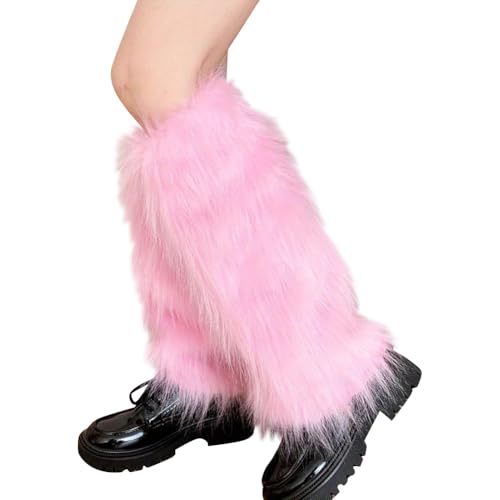 Faux Fur Fuzzy Leg Warmers Long Furry Boot Covers Warm Leg Sleeves Party Leg Warmers Boot Cuff Leg Warmers Pink