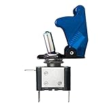MGI SpeedWare LED Toggle Switch 12V 20A SPST ON/Off with Aircraft Safety Cover (Blue, 1-Pack)