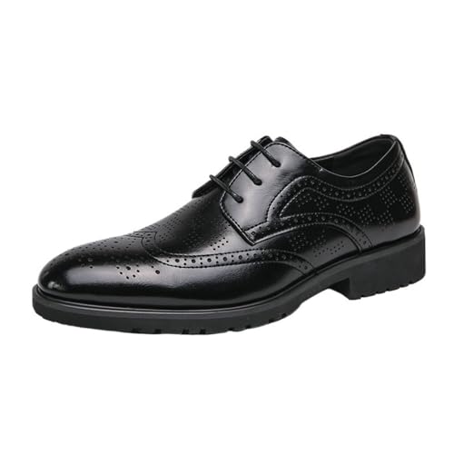 Mens Large Size British Style Brogue Business Dress Shoes Spring Wedding Groom Leather Footwear Lace up