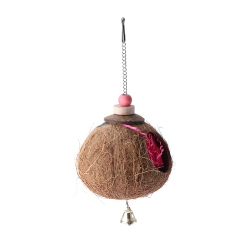 CIYODO Bird Coconut Shell Swing for Parrots Natural Chew for Birds Easy Install Hanging Play for Cage Safe Material for Pets