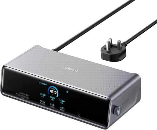 Anker Prime Docking Station (DL7400) 14-Port Triple Display with DisplayLink 140W Max Smart Display Triple 4K 60Hz Cooling Fan for macOS and Windows (The Latest DisplayLink Driver Required)