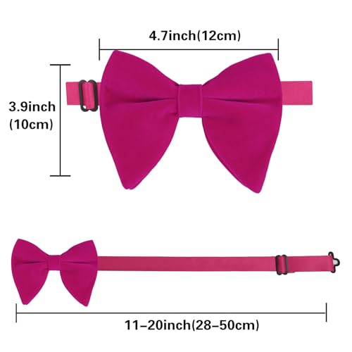 Image of Alizeal Velvet Pre-tied Adjustable Bow Tie for Men Oversize Formal Solid Tuxedo Bowtie