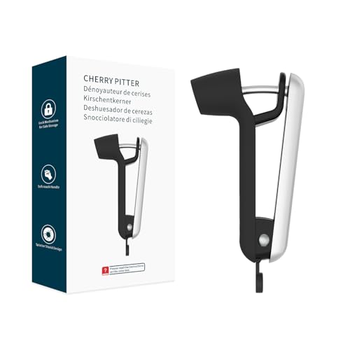 KITCHENDAO Cherry Pitter Tool, Larger Cross-Pitting Head, Sturdy Zinc Alloy Handle, Cherry Core Remover with Safety Lock, Dishwasher Safe