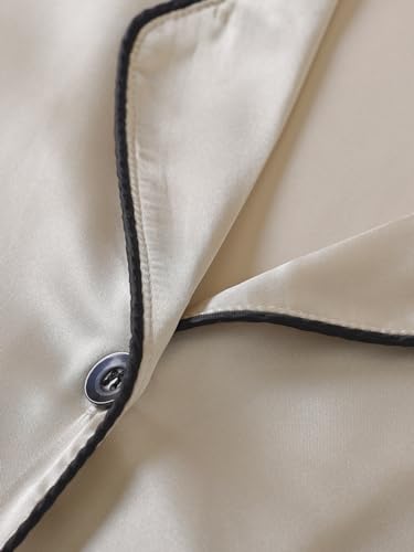 Latuza Women's Petite Satin Pajama Set Petite Size Long Sleeve Button Up Pajamas4