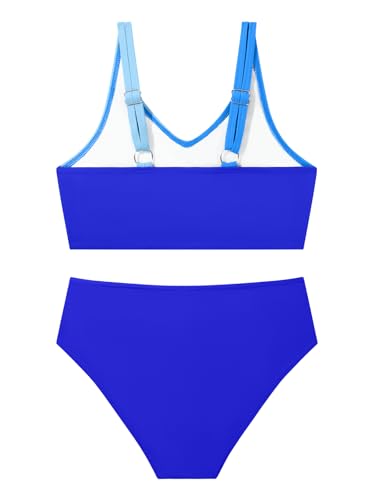 Image of Girls Swimsuit 2 Piece Bikini Set Swimwear Solid Color Bathing Suit 9-16T | Tropical Floral, Criss Cross, for Teen & Preteen