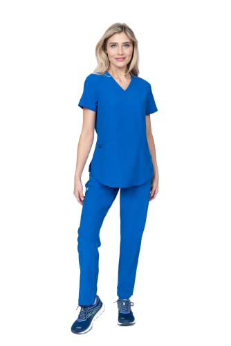 Image of Scrubs for Women Set V-Neck & Cargo Pant 8 Pocket 4-Way Stretch for Nurse Dentist Veterinarian Elements Select ES2966