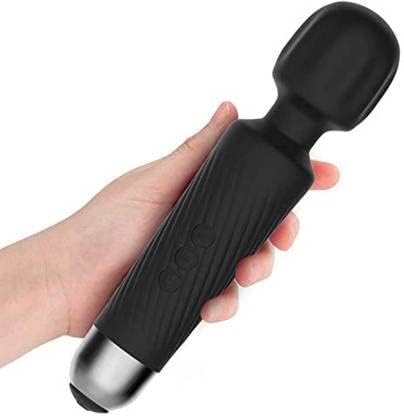 Lifecare Rechargeable Personal Body Wand Cordless Eva Massager Machine with Vibration Modes and Water Resistant, Battery Powered, for Full Body, Black