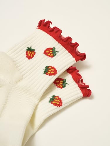 Image of Shapes Studio Half Calf Grip Socks, Cute Fruit Pilates Socks, Ruffle Socks, Non-Slip for Barre Yoga