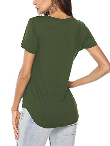 Amoretu Women's Basic Tee Shirt Short Sleeve Plain Summer Blouses Tops(Green,Xl) #TOP1