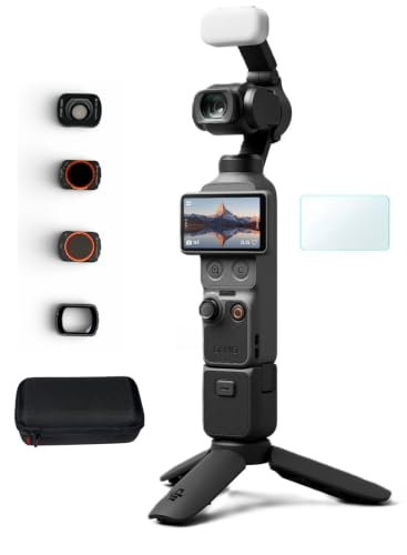 DJI Osmo Pocket 4 Creator �R���{�o���h���A4K/240fps Vlog�J�����A3���X�^�r���C�[�[�V�����A�A�N�e�B�u�g���b�N7.0�A�L�����[�P�[�X�A�X�N���[���v���e�N�^�[�A�t�B���^�[�L�b�g�t���B