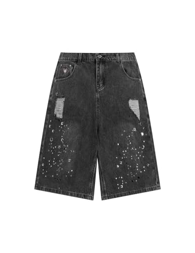 Aelfric Eden Rhinestone Baggy Jorts Women Men Baggy Denim Shorts