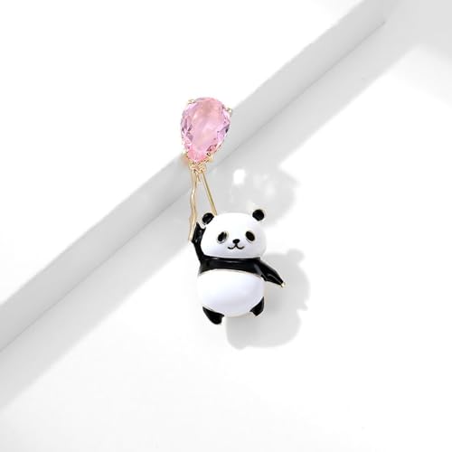 Cute Panda Brooch Pin For Women Teen Girls Pink Cubic Zirconia Balloon Lovely Enamel Animal Bear Lapel Pins Badges Elegant Dress Accessories Boutonniere Corsage for Hat Bag Suit Tie Chic Ornament4