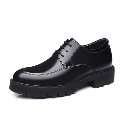Zapatos de aumento de altura para hombre, 10 cm/8 cm/5 cm, zapatos de aumento de altura, suela gruesa, zapatos de negocios, formales, no cansan, antideslizantes, para hombre, Black, 42 1/3 EU