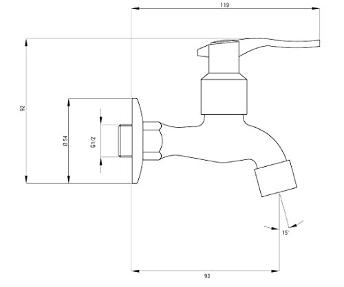 Deante Wandhahn Wasserhahn Auslaufventil Kugelhahn Ventil Auslaufventil Zapfhahn Einzelhahn Chrom Kaltwasser Armatur ½” mit Belüfter Luxusmall - Image 6
