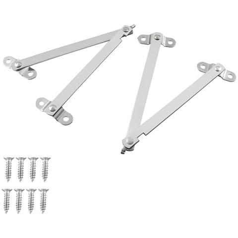 Aracombie 2 Packs Lid Support Hinge Soft Close, Rotatable Folding Lid Stay Hinge Heavy Duty,Stainless Steel Lid Support Bracket for Drop Front Desk Cupboard Cabinet Cover