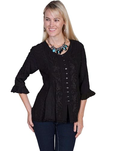 Scully Women's Floral Embroidered Ruffled Sleeve Top - Hc67iv