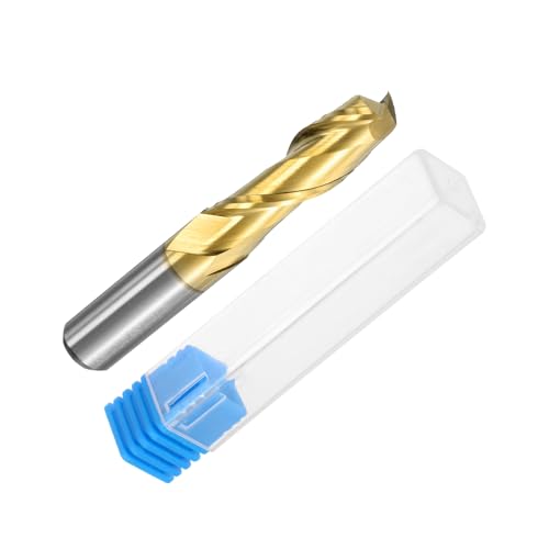 Image of uxcell Carbide Square End Mill, 3 /8 inch Dia ZrN Coated 2 Flutes Milling Bit Cutter, for Aluminum Copper Non-Ferrous Alloy Metal, 3 /8 inch Shank 1-1 /4 inch Cut Length 2-1 /2 inch Long