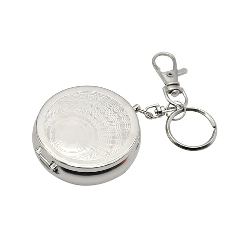 LZZEM Portable Pocket Ashtray Mini Round Metal Vehicle Cigarette Ashtray with Key Chain and Cigarette Snuffer Modern Ash Holder for Travelling and Outdoor Use