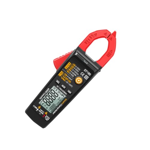 Luxshiny St190 Auto-ranging Digital Clamp Multimeter Ac Dc Current Voltage Tester Portable Electrical Repair Tool with Red Housing for Electricians and Industrial Use