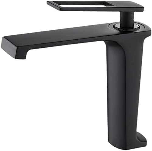 Grue de bain haut de gamme noire et dorée au design monotrou épuré