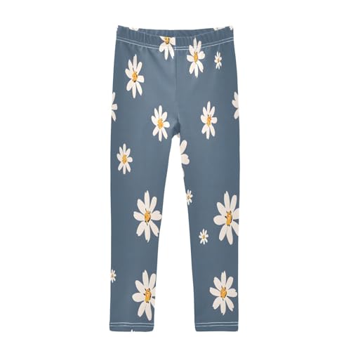 Toddler Girls Leggings Printed Yoga Pants Leggings White Daisy Flower for Kids