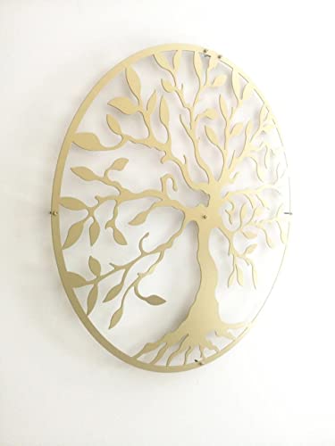 Image of Herrlich Homes Tree of Life Metal Wall Art, Gold Wall Decor, Family Tree Wall Decor, Gold Tree of Life, Living Room Decor, Life Of Tree, Home D�cor (60cm x 60cm), Gold