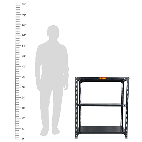 Image of SMR Prime CRC Sheet 22 Gauge Multipurpose Slotted Angle Rack with 3 Shelf For Home, Office & Industry - (36X36X18 In, 13 Kg | 16 Gauge Angle-Grey)
