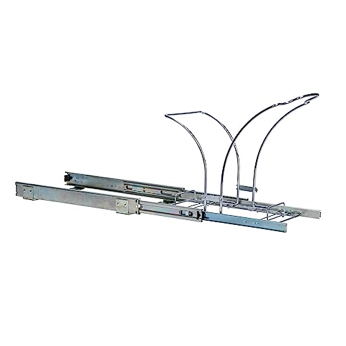 Household Essentials Glidez Chrome-Plated Steel Pull-Out/Slide-Out Discreet Single 5 Gallon Plastic Trash Can For Under Cabinet Use - Fits Standard Size Cabinet, Chrome And White #TOP3