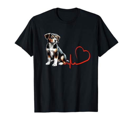 Mountain Feist Dog Heartbeat ECG Funny Dogs Owner & Lover Maglietta