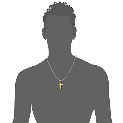 Cupimatch Mens Gold Tone Cross Necklace Stainless Steel Pendant Religious Lord's Prayer Cross Pendant With 22" Chain #TOP4
