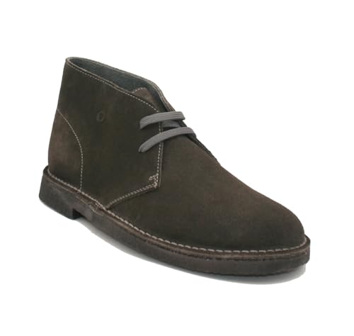 Bottes Chukka en daim et cuir premium Oxygen homme gris et marron, finitions soignées