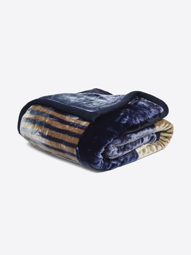 Image of Monte Carlo Double Bed Heavy Winter Blanket Moon Valley 2 Ply Box Pack 871 GSM | 4.5 KG, (240x220 CM) Navy Blue
