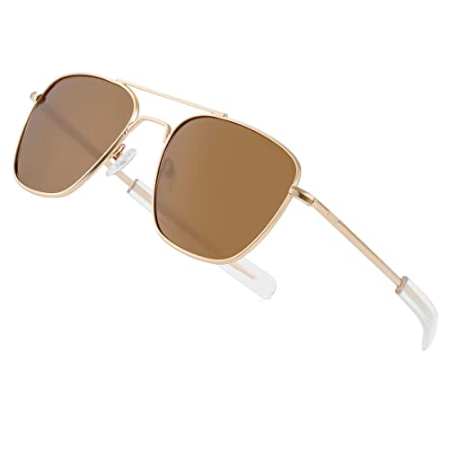 Image of JOVAKIT Men's Polarized Aviator Sunglasses Retro Military Style Pilot Sun Glasses Bayonet Temples UV400 Protection