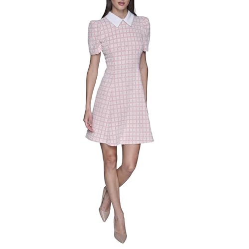 Image of Karl Lagerfeld Women's Short Puff Sleeve Embellished Collar A-line Mini Dress