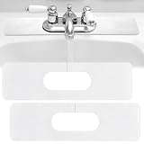 Tioncy 2 Pcs Faucet Mat Sink Splash Guard Oval-hole Oval Splash Pad for Kitchen Sink Oval Base Diatomite Faucet Mat for Bathroom Absorbent Mat Splatter Screens (White)