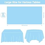 QZYL 12 PCS SkyBlue Plastic Tablecloths, 54 in x 108 in Dinner Table Cloths, Rectangle Table Cover for Birthday Party Family Gathering Wedding - Image 3