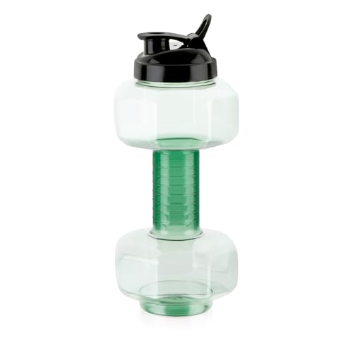 Image of Attro Dumbbell Water Bottle 2 Liter Plastic Bottle with Grip Handle Stylish Bottle for Gym Lover BPA Free, Food Grade, Leakproof- Green