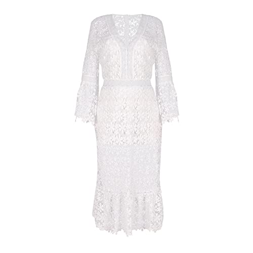 Robe d'été élégante haut de gamme en dentelle fine pour les invitées de mariage chic