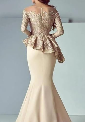 Lace Vintage Mermaid Mother of The Bride Dresses Long Sleeve Floor Length Boat Neck Formal Dress Appliques 20253