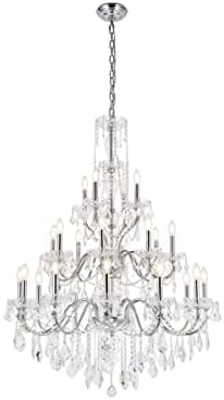 Elegant Lighting 2015G36C/RC Francis Collection 24-Light Hanging Fixture Royal Cut Crystals with Chrome Finish