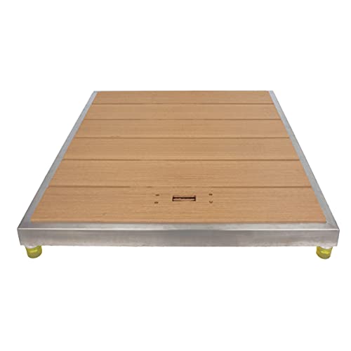 Elbe®Élément de Douche Panneau de Sol extérieur en WPC avec Cadre en Acier Inoxydable, élévation du Pied en Caoutchouc et Surface antidérapante en WPC, complément Optimal du Tapis de Sol