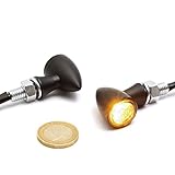 Bullet Style Dock66 Motorcycle Parts Micro Bullet LED Blinker schwarz, E-Zulasung für Motorrad Chopper Bobber Cruiser V2 H-D HD Custombike Zubehör